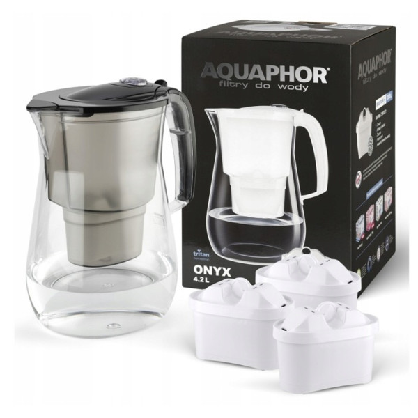 Dzbanek filtrujący 4,2L Aquaphor ONYX + 3 wkłady Maxfor+, czarny